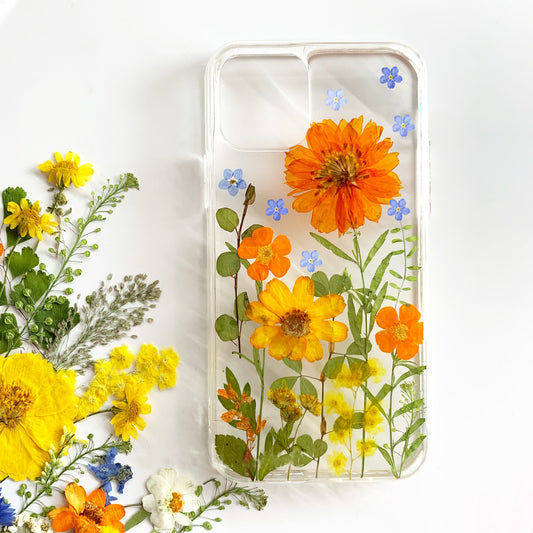 Forget me Not Pressed Sun Flower Phone Case
