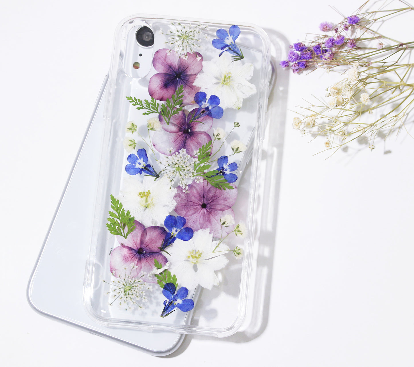 Real Dried Pressed Flower Purple Hydrangea Phone Case