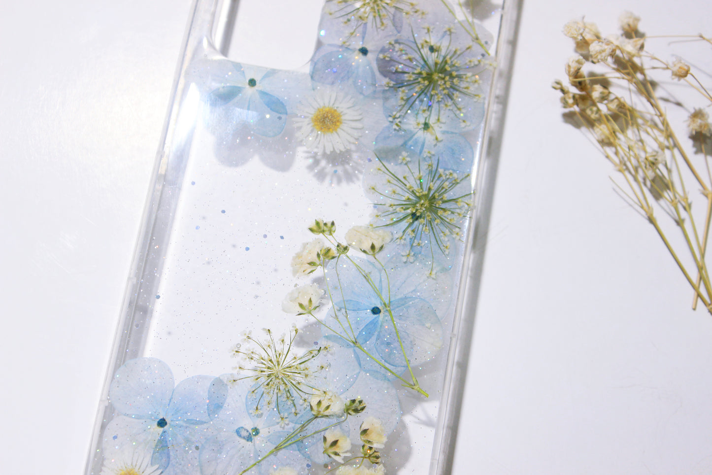 Pressed Real Dried Flower Glitter Phone Case