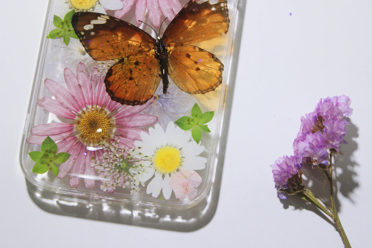 Pressed Flower Real Dried Floral Butterfly Phone Case