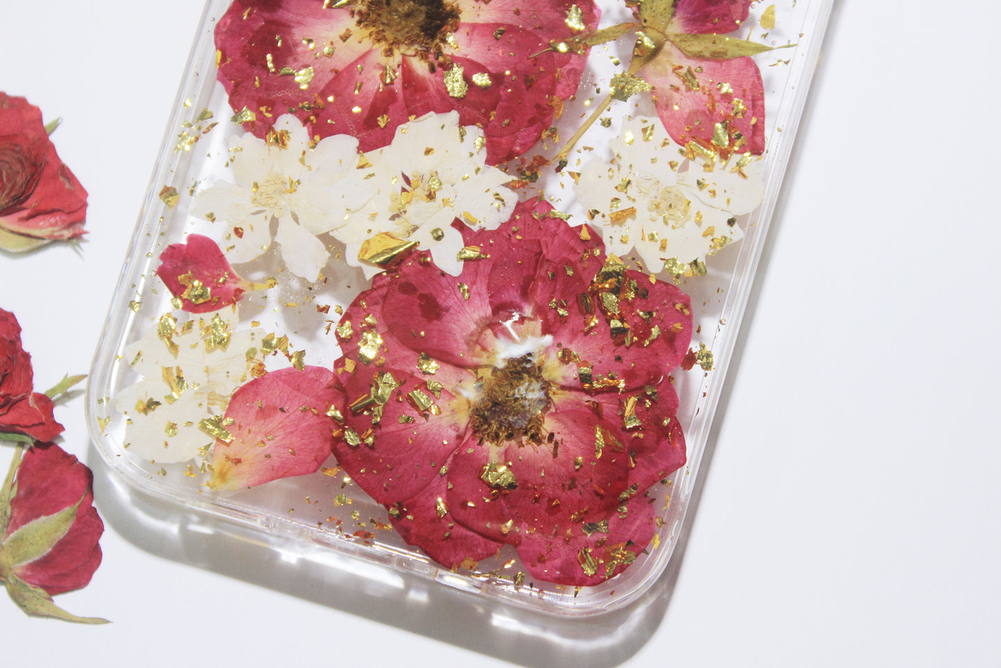 Pressed Flower Real Dried Rose Floral Phone Case