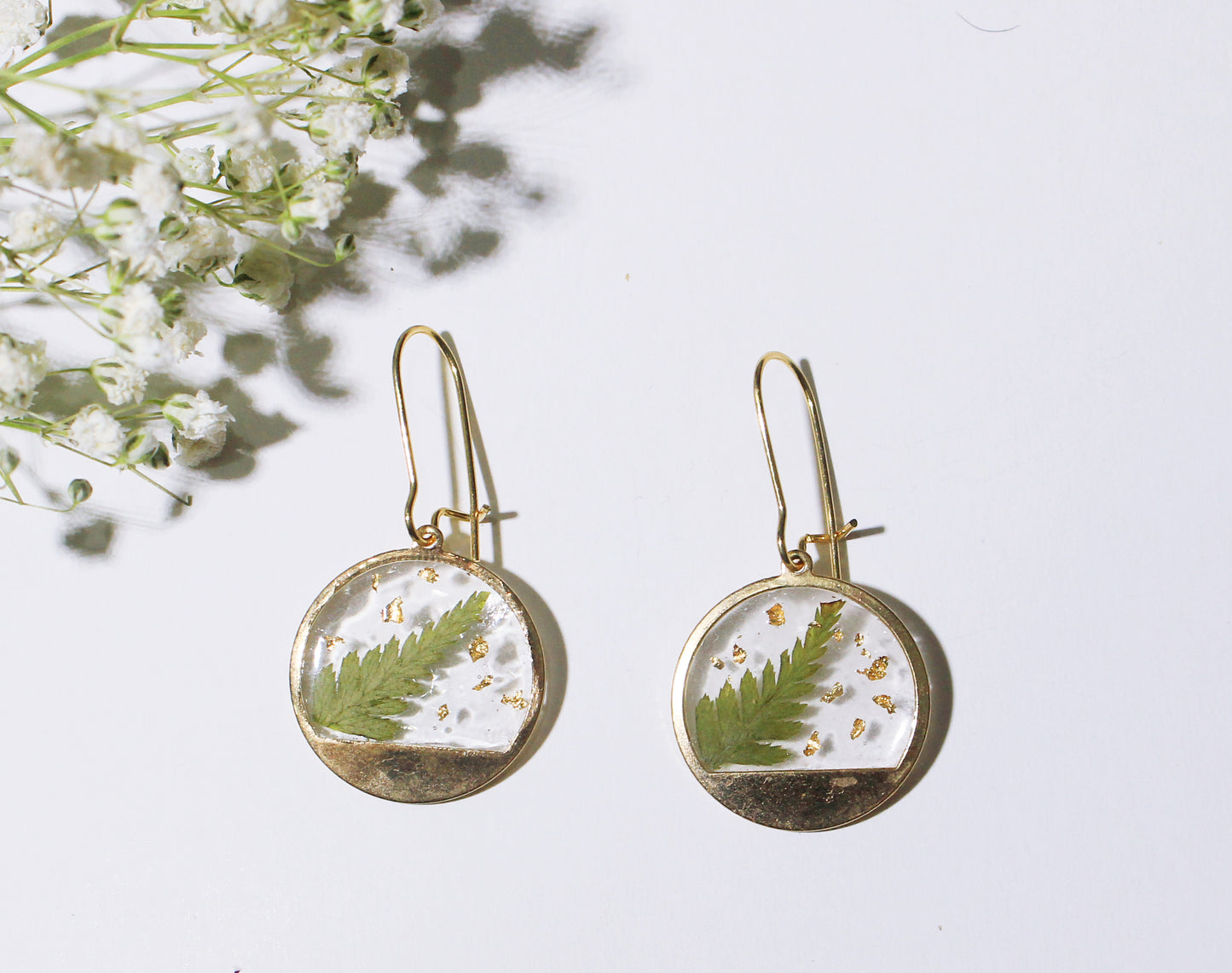 Real Dried flower Fern earrings