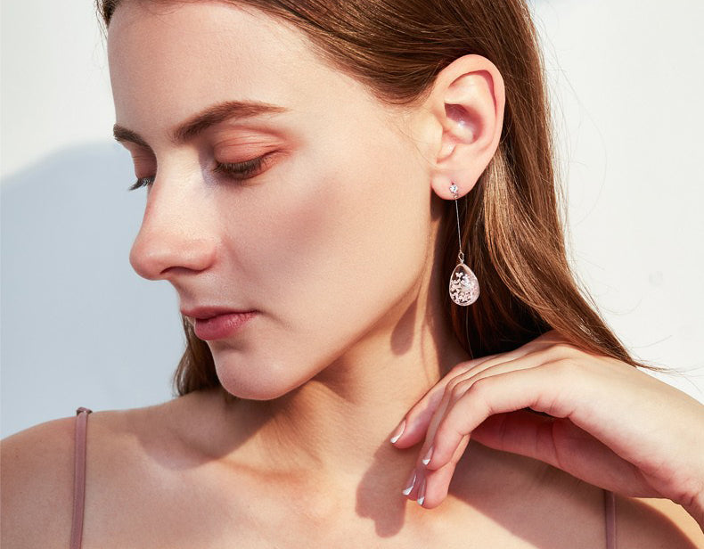 Queen Anne's Lace 925 Silver Dangle Teardrop Earrings