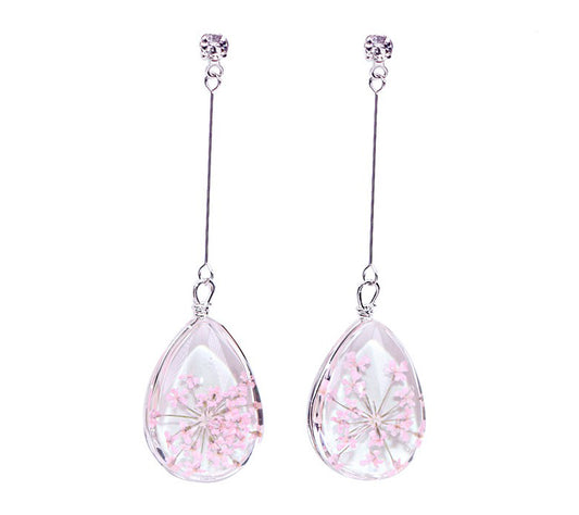 Queen Anne's Lace 925 Silver Dangle Teardrop Earrings