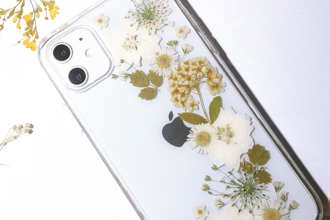 Ivory Delphinium Real Pressed Flower Nature Phone Case