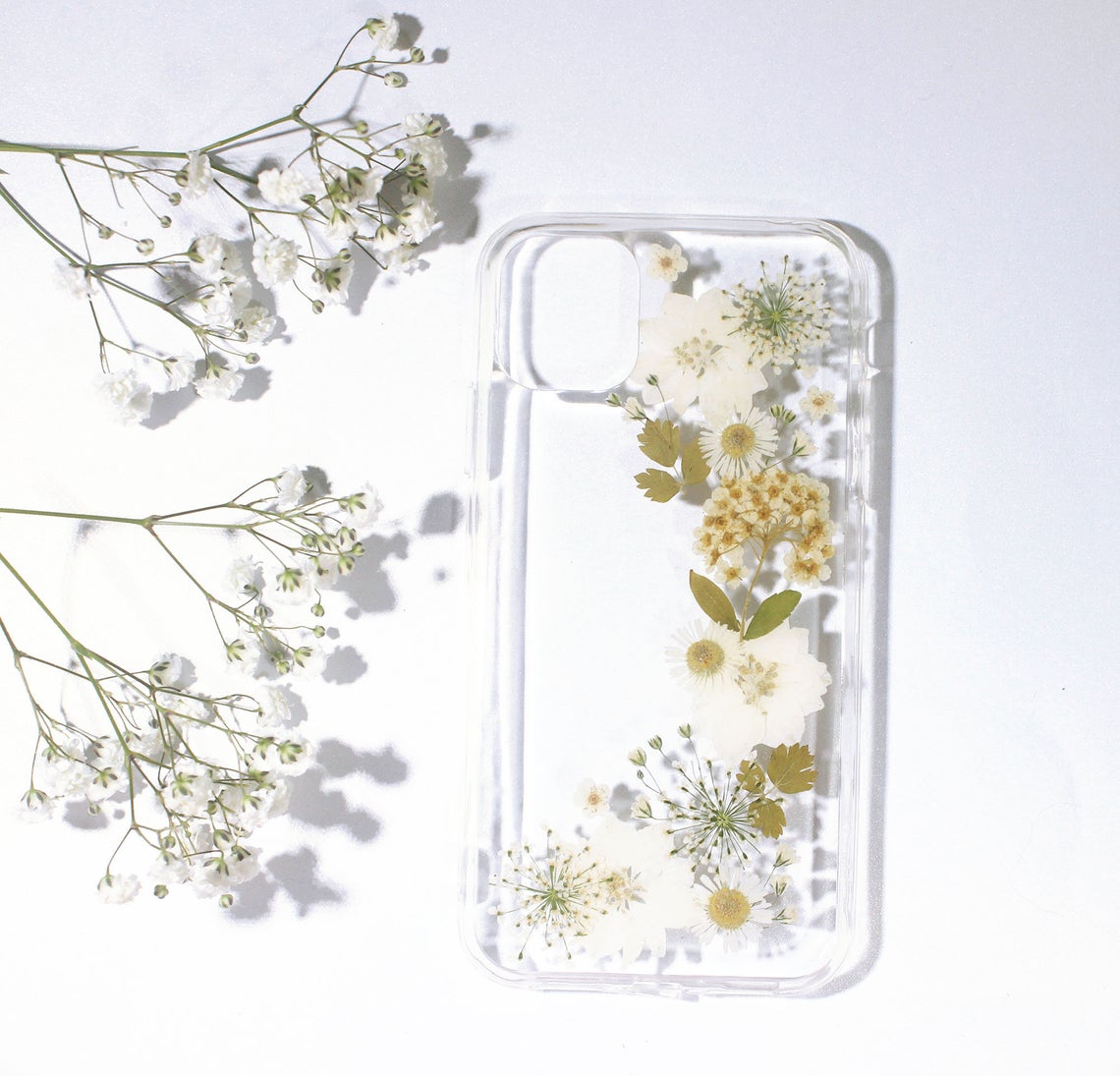 Ivory Delphinium Real Pressed Flower Nature Phone Case