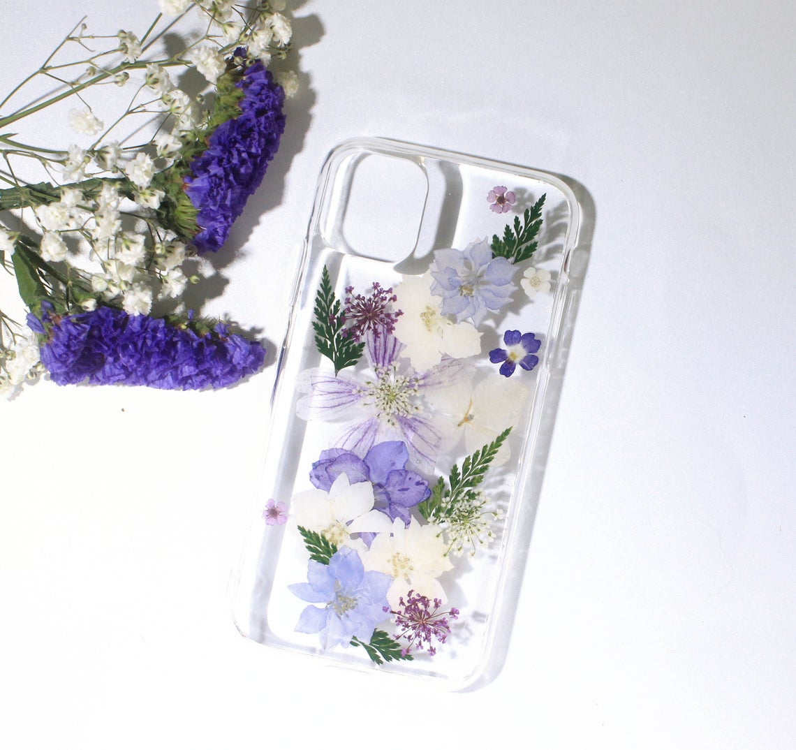 Real Dried Pressed Flower Purple Phone Case
