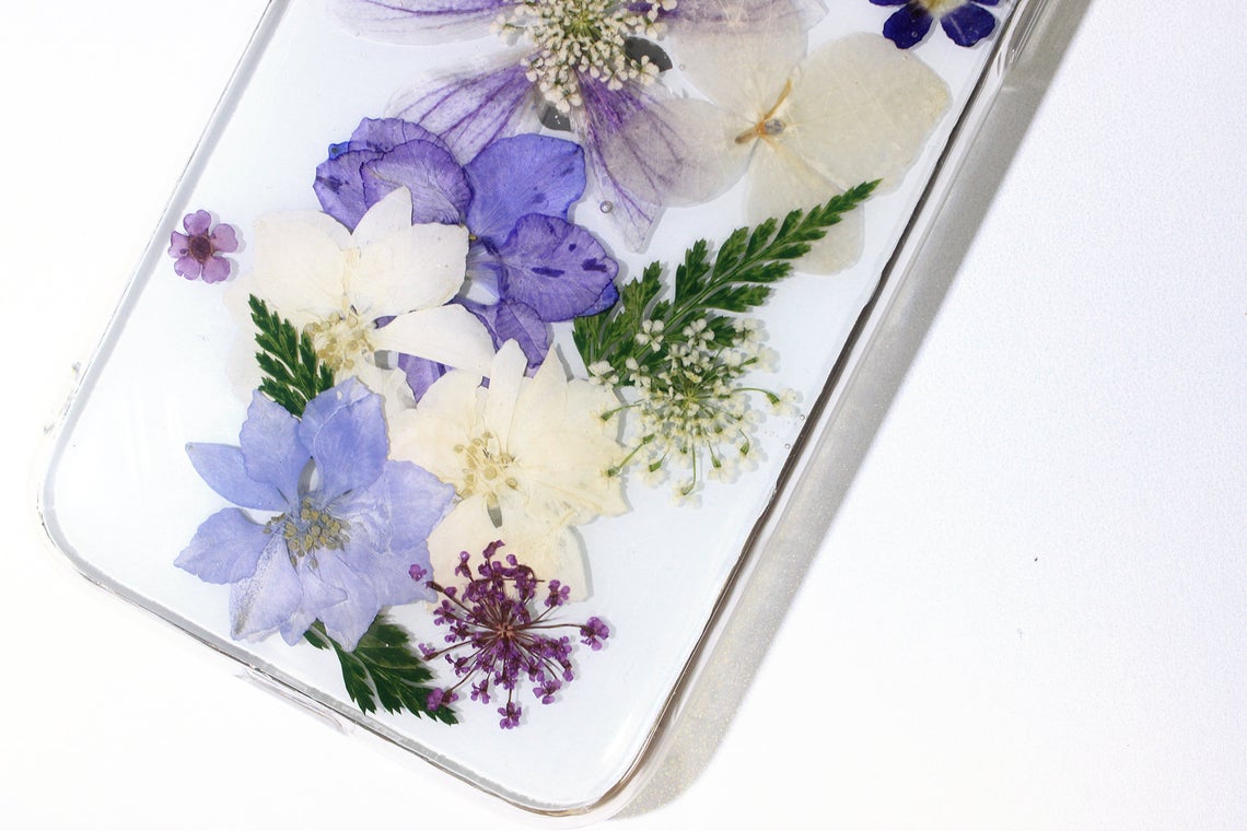 Real Dried Pressed Flower Purple Phone Case