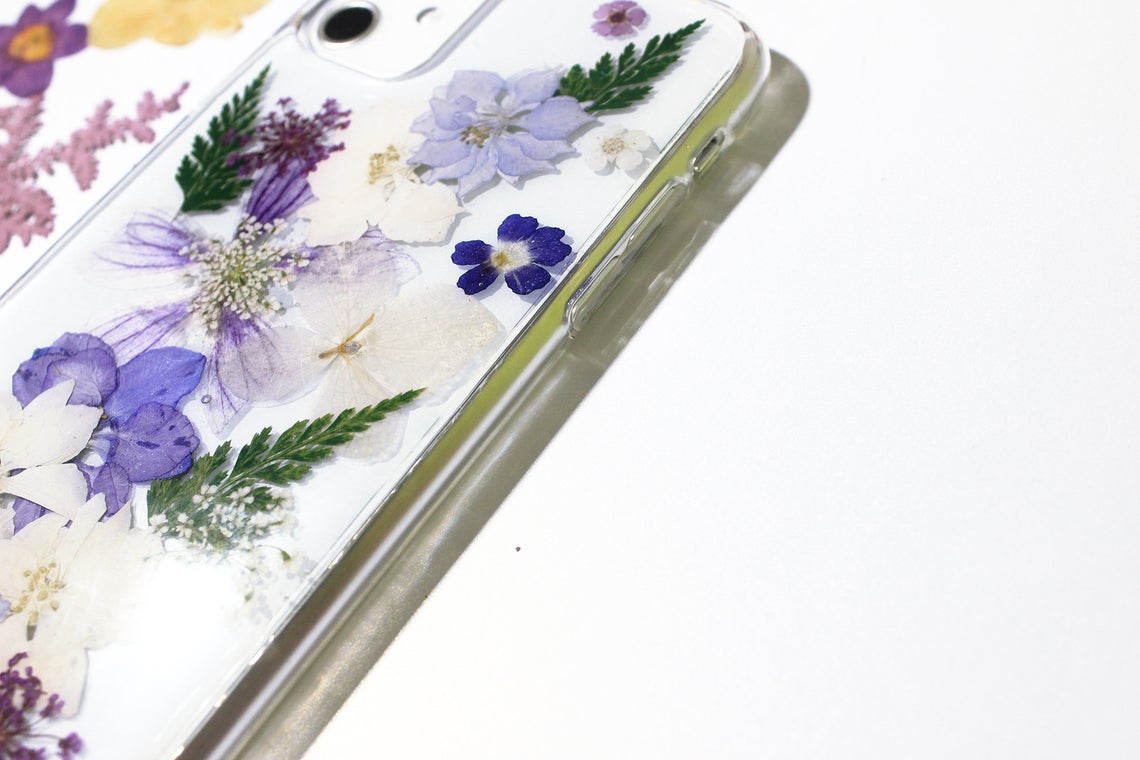 Real Dried Pressed Flower Purple Phone Case