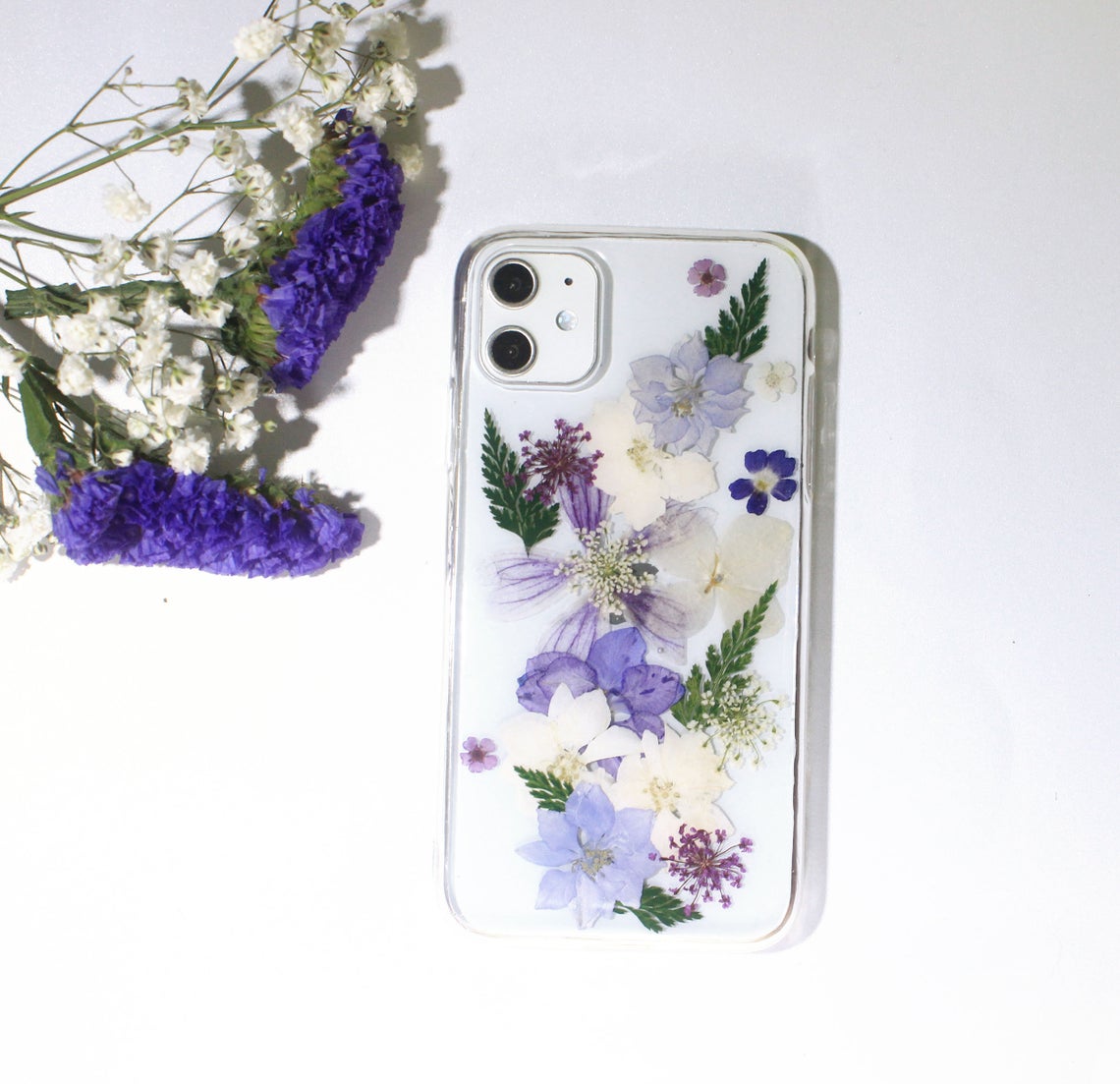 Real Dried Pressed Flower Purple Phone Case