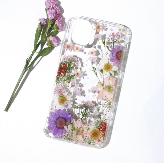 Pressed Real Dried Floral Glitter Phone Case