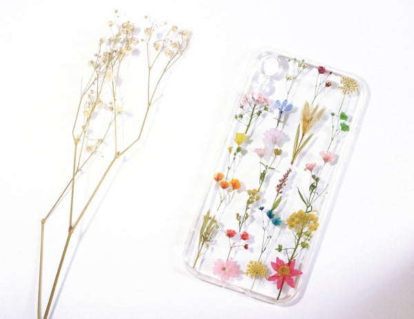 Handmade Real Natural Pressed Flowers Medley Clear Silicone Phone