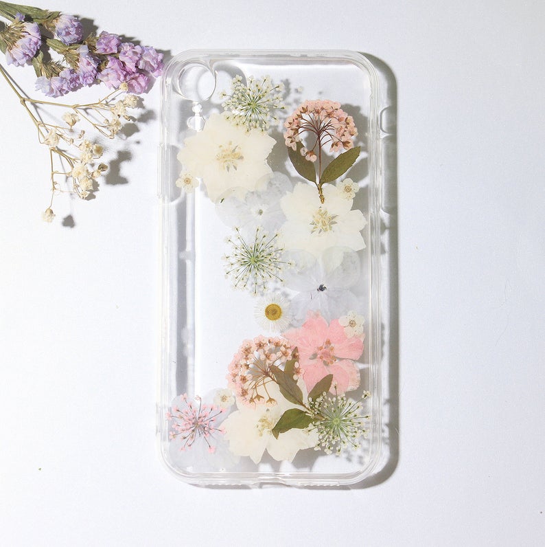 Delphinium Real Pressed Flower Nature Phone Case