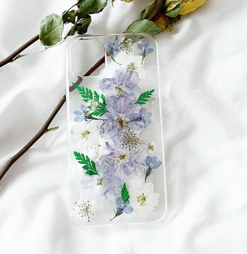 Delphinium Real Pressed Flower Phone Case