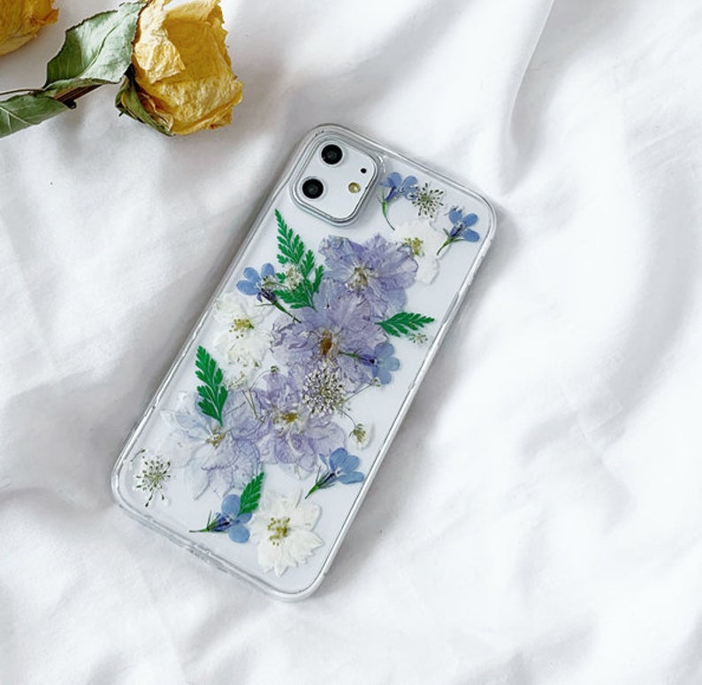 Delphinium Real Pressed Flower Phone Case