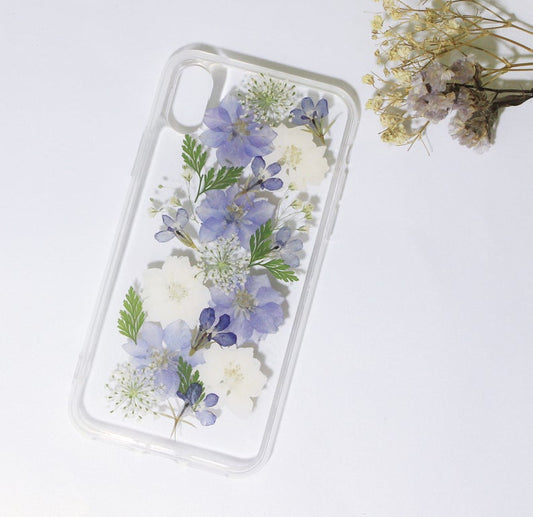 Delphinium Real Pressed Flower Phone Case