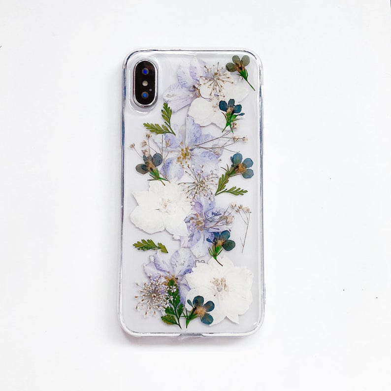 Delphinium Real Pressed Flower Phone Case