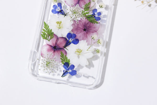 Real Dried Pressed Flower Purple Hydrangea Phone Case