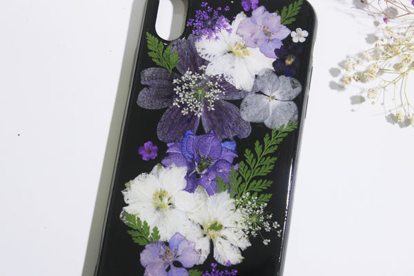 Real Dried Pressed Flower Purple Phone Case