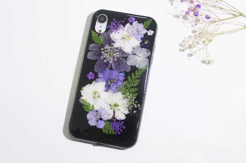 Real Dried Pressed Flower Purple Phone Case