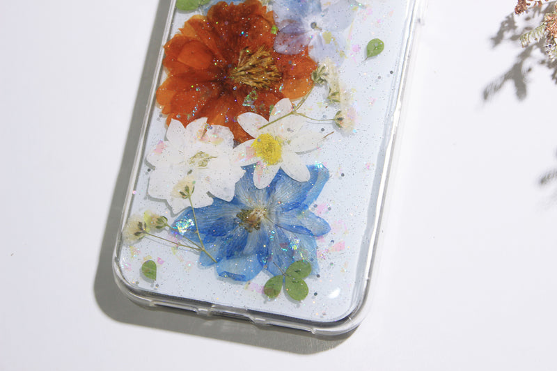 Pressed Flower Real Dried Floral Glitter Phone Case