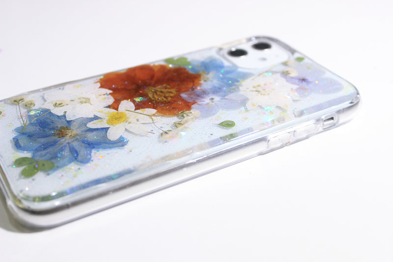 Pressed Flower Real Dried Floral Glitter Phone Case