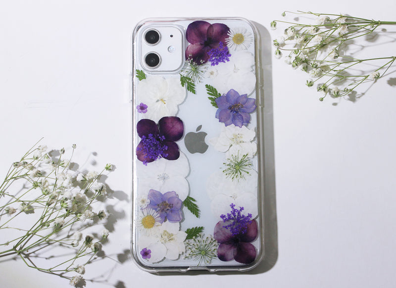 Handmade Real Natural Dried Pressed Hydrangea Floral Phone Case