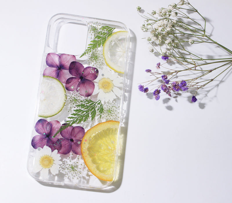 Real Dried Pressed Flower Fruit Lemon Phone Case