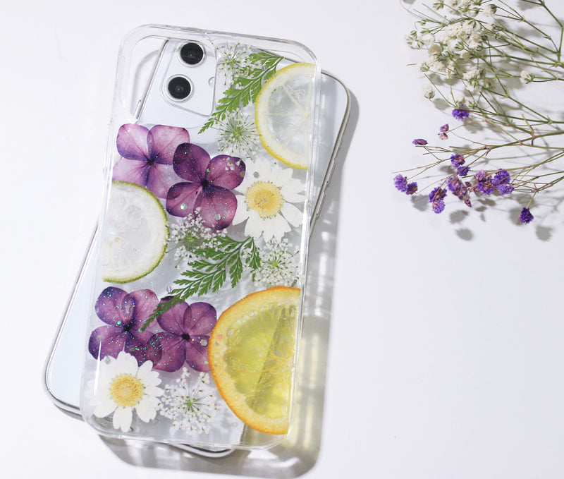 Real Dried Pressed Flower Fruit Lemon Phone Case