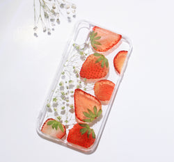 Pressed Flower Real Dried Floral Strawberry Phone Case