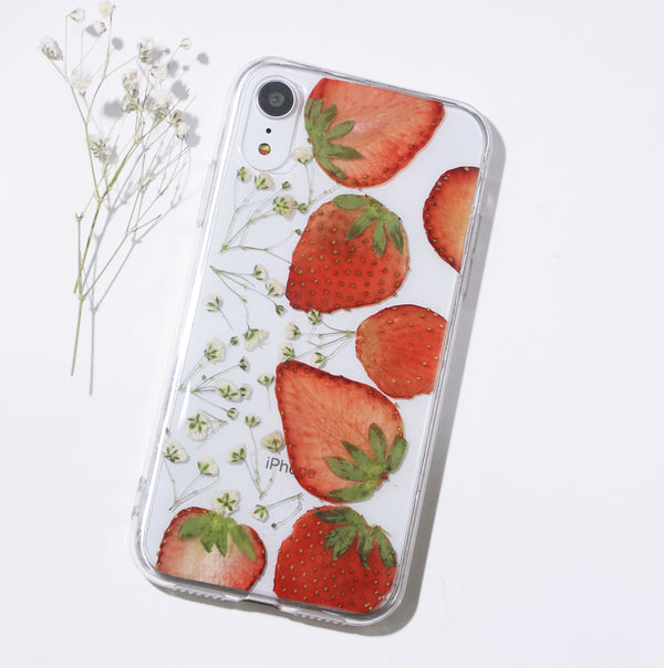 Pressed Flower Real Dried Floral Strawberry Phone Case