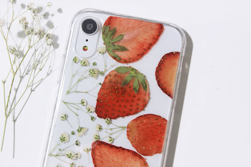 Pressed Flower Real Dried Floral Strawberry Phone Case