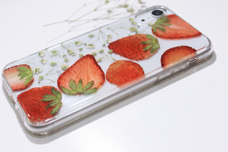 Pressed Flower Real Dried Floral Strawberry Phone Case