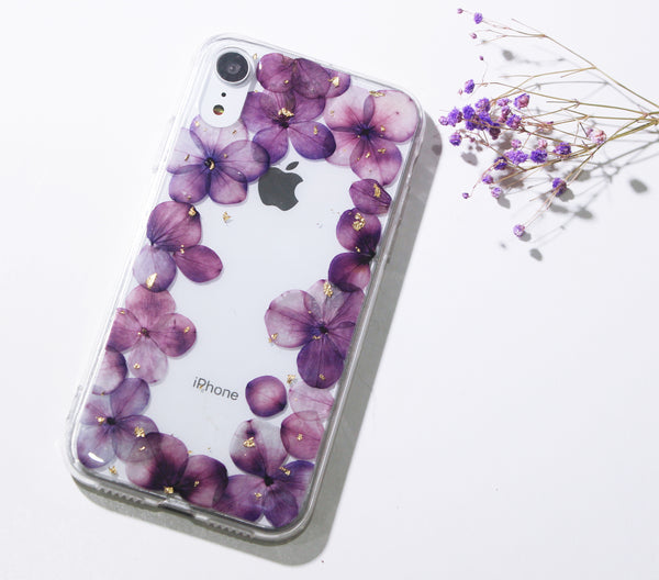 Real Dried Pressed Flower Purple Hydrangea Phone Case