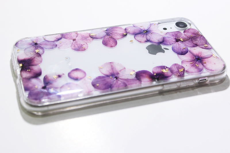 Real Dried Pressed Flower Purple Hydrangea Phone Case