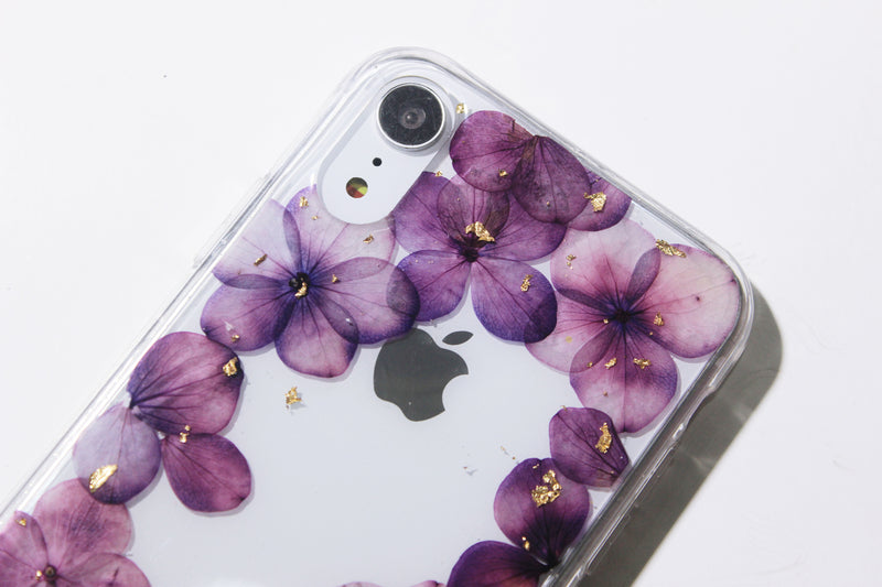 Real Dried Pressed Flower Purple Hydrangea Phone Case