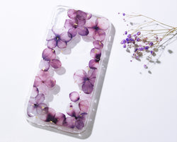 Real Dried Pressed Flower Purple Hydrangea Phone Case