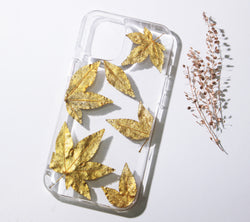 Pressed Flower Real Dried Floral Gold Leaves Phone Case