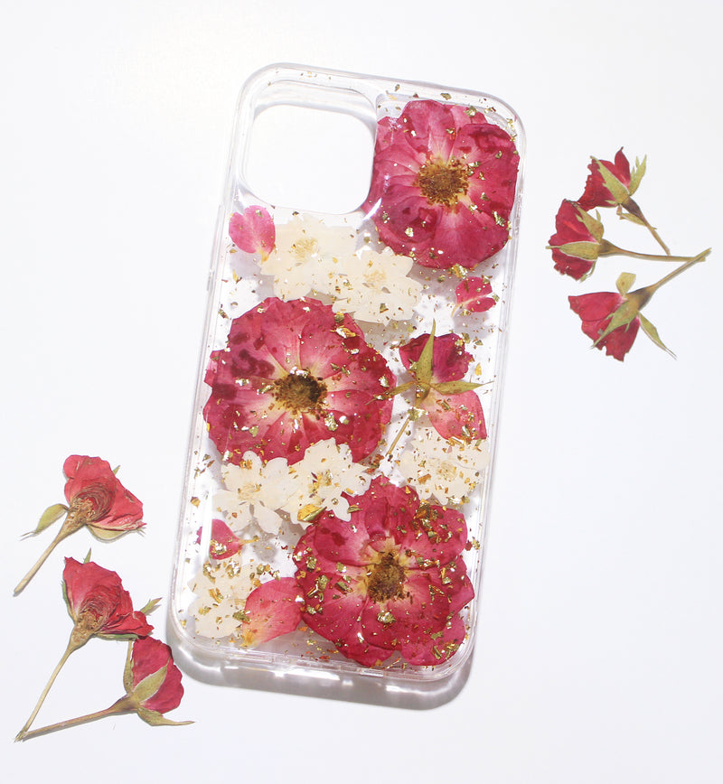 Pressed Flower Real Dried Rose Floral Phone Case