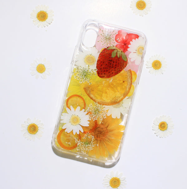 Pressed Flower Real Dried Floral Fruit Strawberry Phone Case