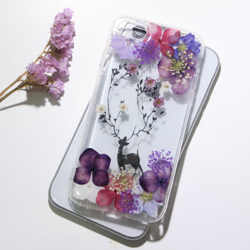 Pressed Flower Real Dried Floral Deer Phone Case