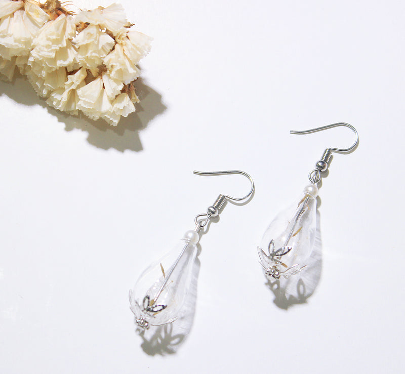 Real Dandelion Seeds Wish dangle Earrings