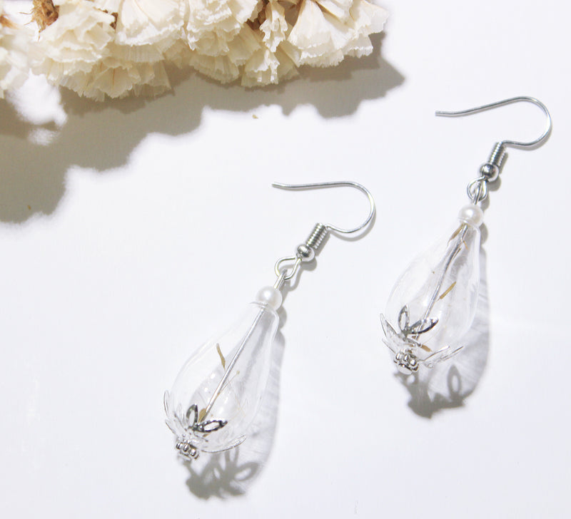 Real Dandelion Seeds Wish dangle Earrings