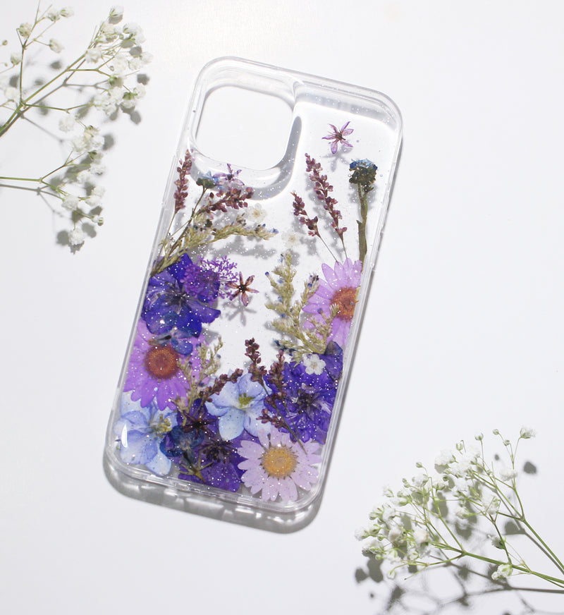 Pressed Real Dried Flower Purple Phone Case