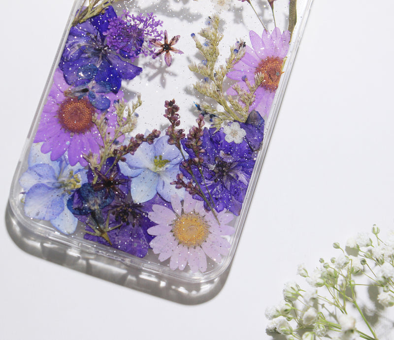 Pressed Real Dried Flower Purple Phone Case