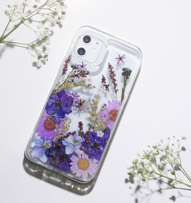 Pressed Real Dried Flower Purple Phone Case