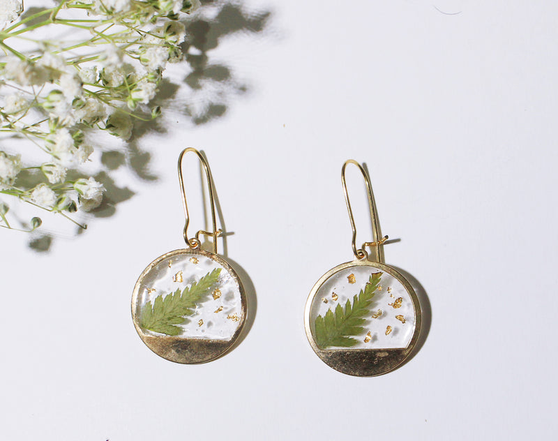 Real Dried flower Fern earrings