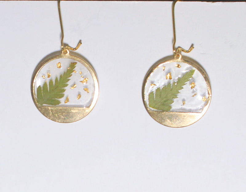 Real Dried flower Fern earrings