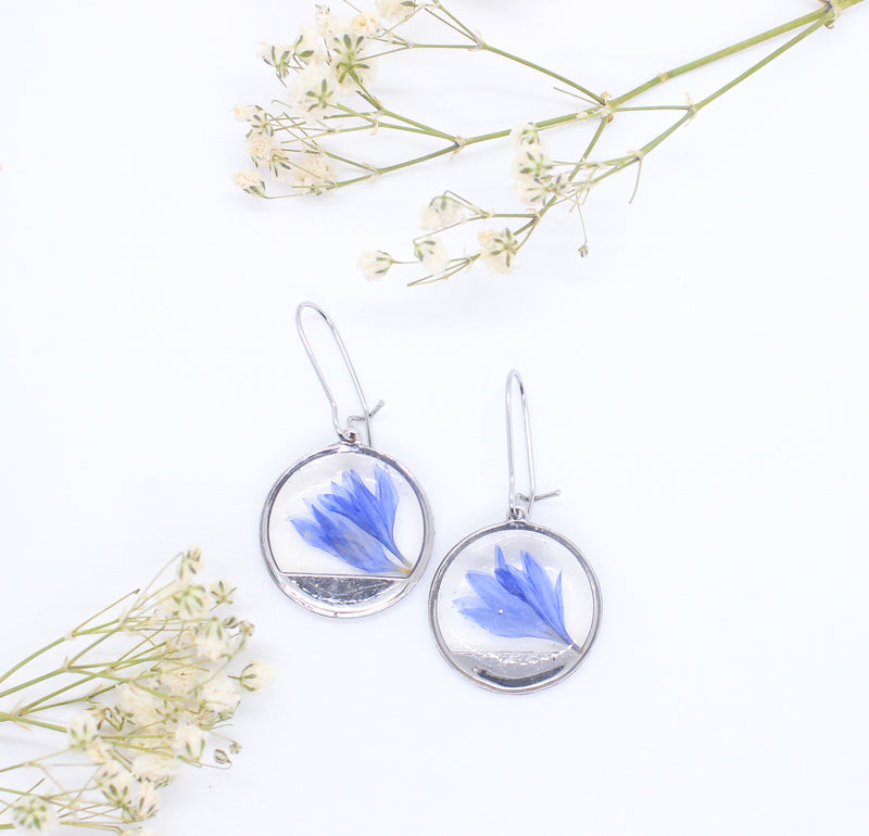 Real Dried pressed flower earrings