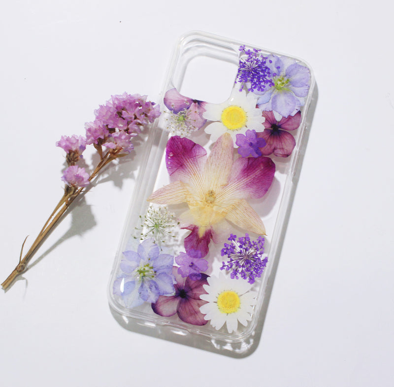 Pressed Flower Real Dried Floral Orchid Phone Case